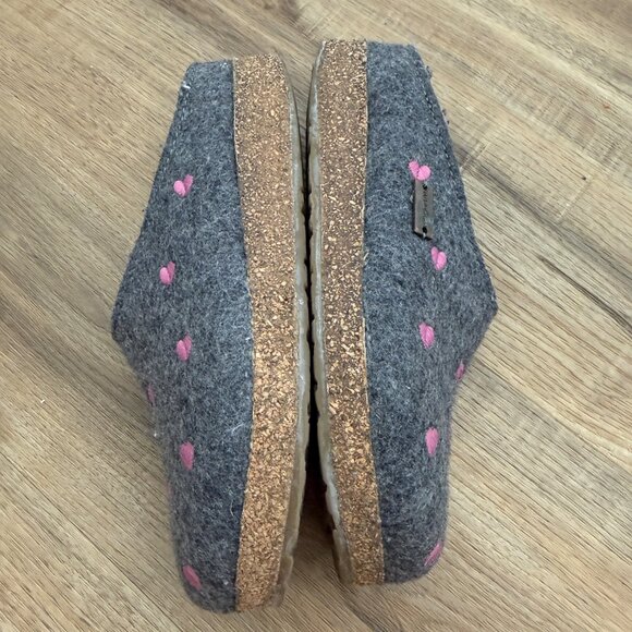 Haflinger Couricini Clogs Grey With Heart Embroidery Cozy Arch Support Wool 37 - Picture 7 of 9